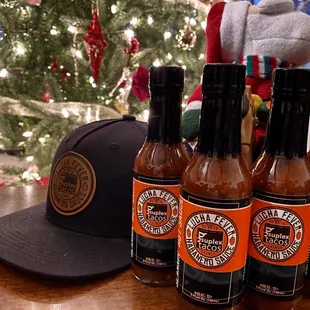 Lucha fever hot sauce, Suplex hat.