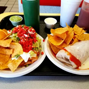 The Contender (deep-fried chimichanga) on the left and the Slammin&apos; Wet burrito on the right.