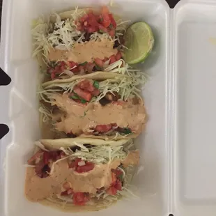 Beer battered fish tacos! Delicious!
