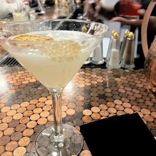 a martini in a martini glass