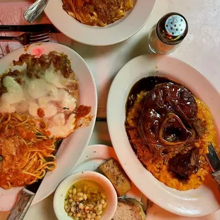 Chicken Parmigiana with Spaghetti, Tagliatelle al Ragu Bolognese, Osso Buco