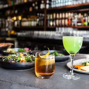 drink, salads