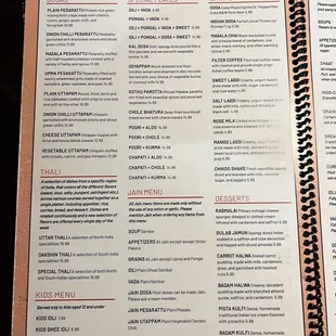 a menu for a restaurant