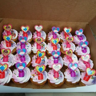 a box full of cupcakes