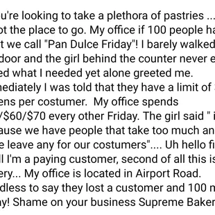 a text message from a customer