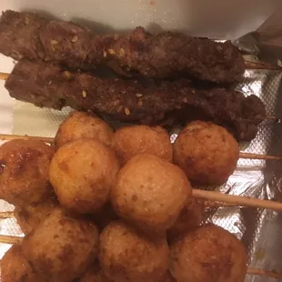 Fish balls and steak