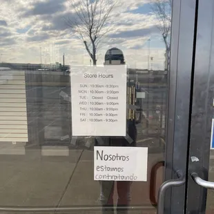 New hours of operation