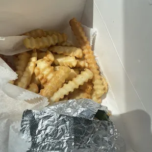 french fries in a white box