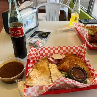 two baskets of food on a table