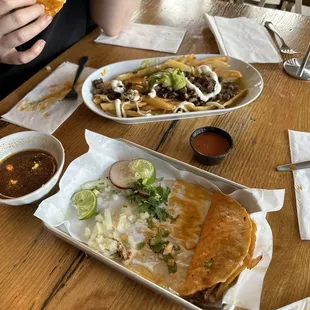 Quesabirria Tacos and Asada Fries