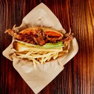 a plate of food on a wooden table