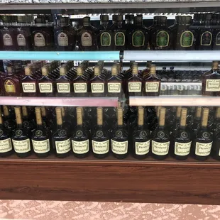 a display of liquor bottles in a store