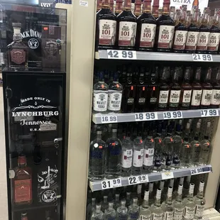 a liquor display in a liquor store