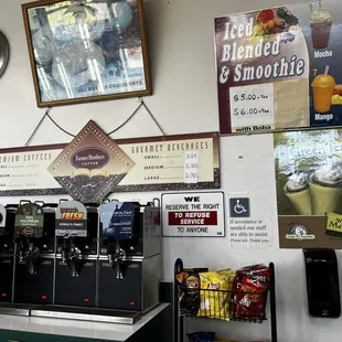 a coffee shop with coffee machines