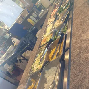 All of the raw veggies and meat...ready to be cooked right in front of you. I always ask for no oil.