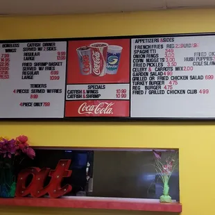the menu and prices