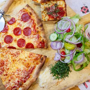 Slices and a salad