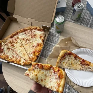 3 slices of pizza on table