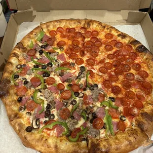 Half Supreme Pizza &amp; Half Double Pep