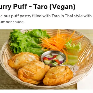 Delicious pastry filled with Taro in Thai style puff at Supreme Thai bistro