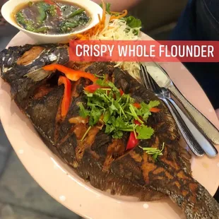 Crispy Whole Flounder 
Whole flounder, whole flavor! Dive into the crispiness at Supreme Thai Bistro.