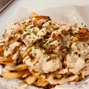 a plate of french fries