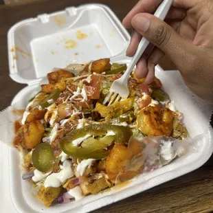 Loaded Chicken and Shrimp Fries