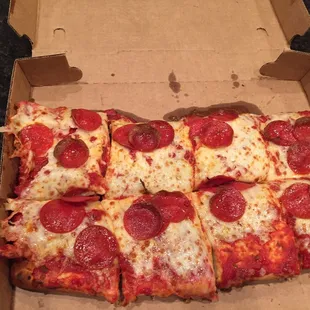 8 cut Sicilian pepperoni pizza