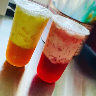 Peach milk tea &amp; Strawberry milk tea