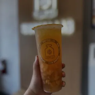 Overly Peach  with crystal boba