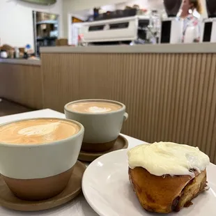 a pastry and a cup of coffee