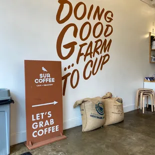 Coffee wall at entrance