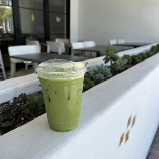 Iced Matcha Latte with oatmilk