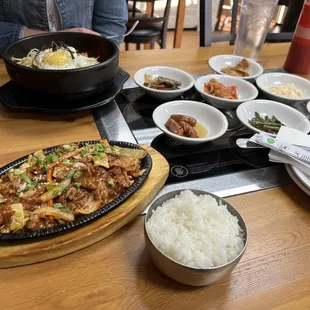 a variety of dishes on a table