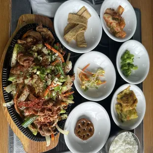 Pork bulgogi dinner with side dishes