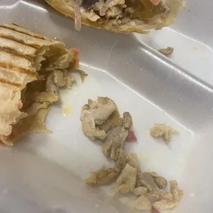 Chicken shawarma and the meat it was I took out to display how old it is