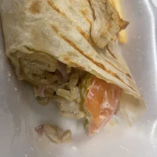 Chicken  shawarma wrap but was terrible and tasted old.