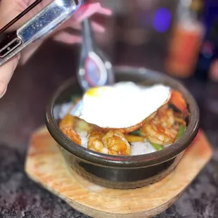 Egg shrimp rice