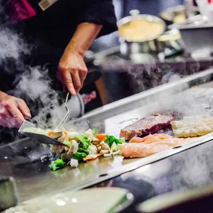 a chef preparing food