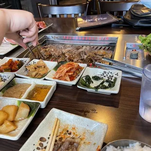 a person eating a meal at a restaurant