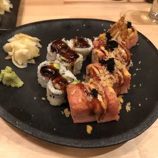 EEL AVOCADO; SHRIMP TEMPURA roll