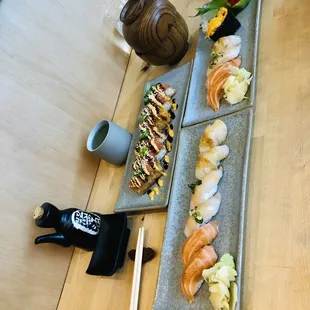 sushi, sashimi, sushi and sashimi, food