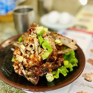 Spicy marinated crab