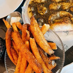 Sumac spiced French fries, za&apos;atar manoushe