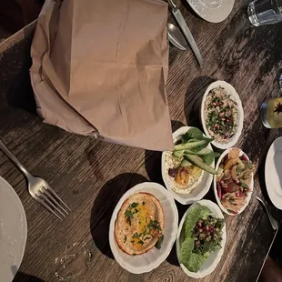 Starters with a bag of AMAZING fresh made seconds earlier pita!