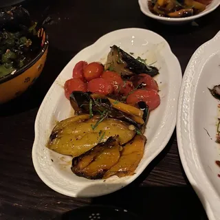 Charred Onions, Tomatoes, Peppers