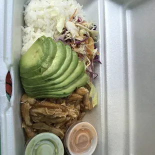 Chicken adobo with sauces.