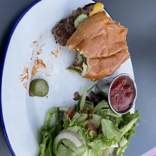 Cheeseburger. doesn't even need ketchup!  Enough said.