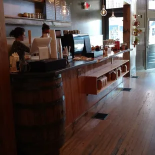 Very cool counter with pour over coffee station. Awesome woodwork detail.