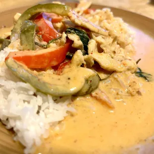 Panang Curry with chicken and a side of rice - yummy!